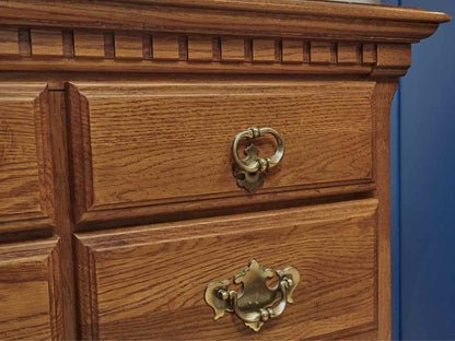 Kincaid Oak 8 Drawer Double Dresser with Ornate Chippendale Handles