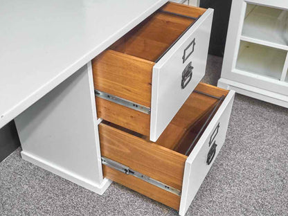 White Double Pedestal File Desk