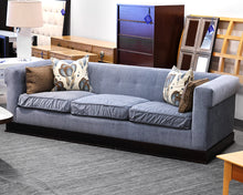 Thom Filicia Steel Blue Sofa with Espresso Base