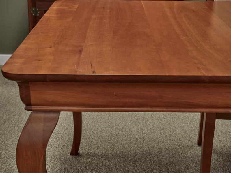 West Brothers Furniture Cherry Dining Table & Set of Six Upholstered Chairs