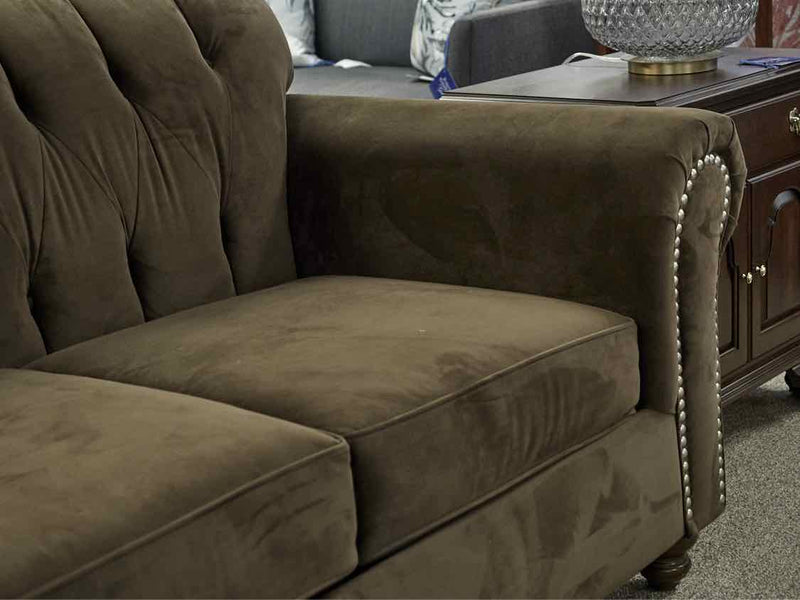 KFI Studio Home Chocolate Brown Micro Fiber Loveseat with Button Tufted  Back