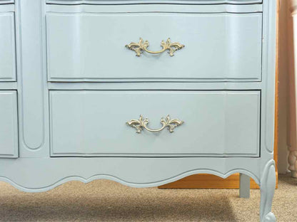 Dixie French Provincial Six Drawer Dresser in Ice Blue