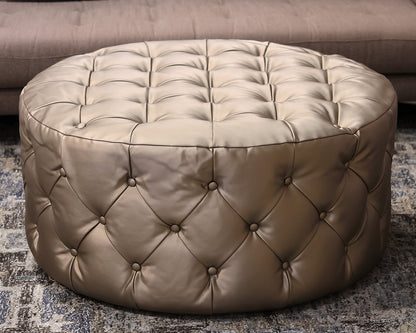 Mitchell Gold + Bob Williams Rocco Round Tufted Ottoman in Platinum