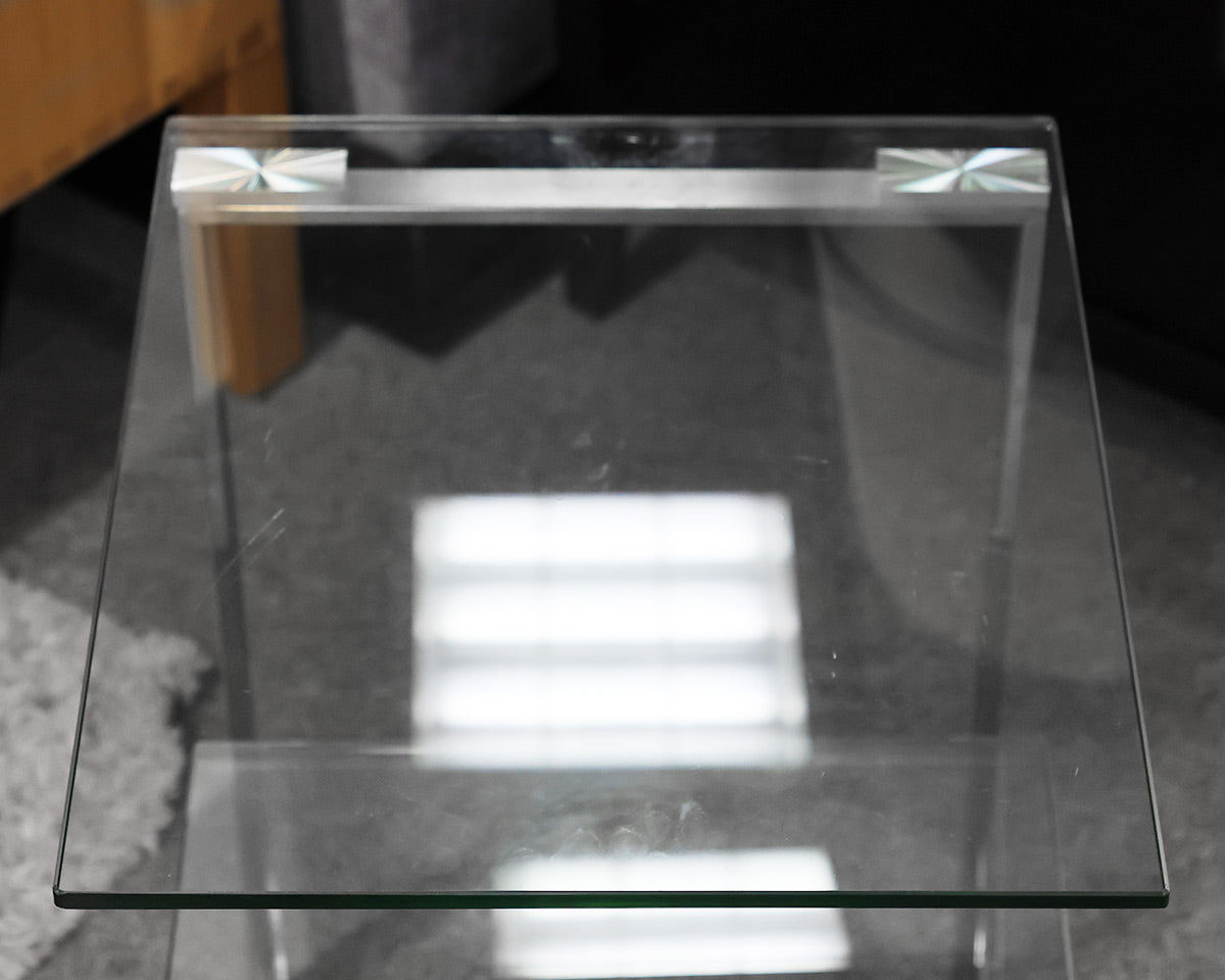 Glass and Stainless Steel Side Table