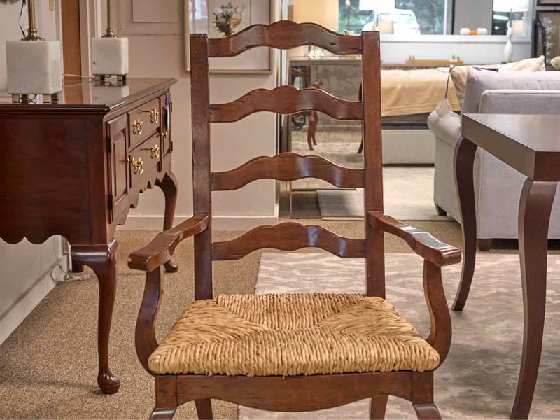 Set of 6 French Country Ladder Back Dining Chairs with Rush Seats