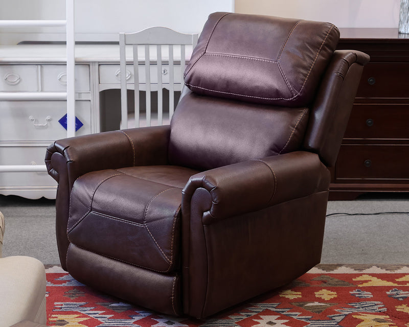 Power Lift Recliner in Topstitched Brown Faux Leather