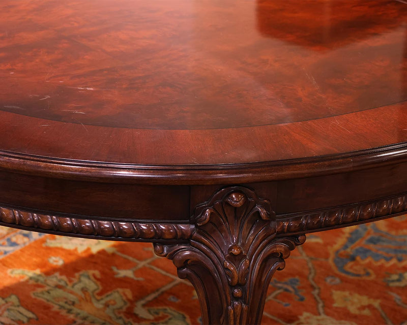 Karges Oval Carved Mahogany Dining Table with 3 Leaves