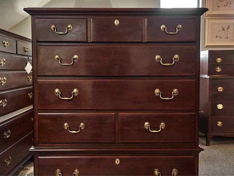 Drexel  "Charleton" Cherry 6 Drawer Chest with Brass Chippendale Handles