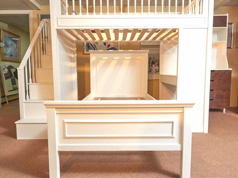 Pottery Barn 'Fillmore' White Twin Over Twin  Loft Bed Stairs & Desk Bunkbed