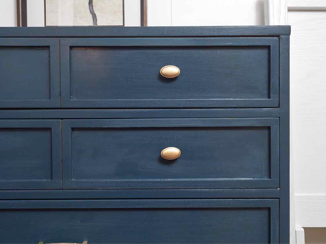 Custom Finish' Stormy Seas' Mid Century 5 Drawer Chest