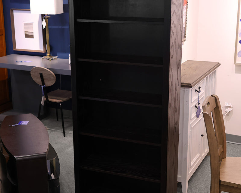 Crate & Barrel Bookcase in Oak with Black Finish