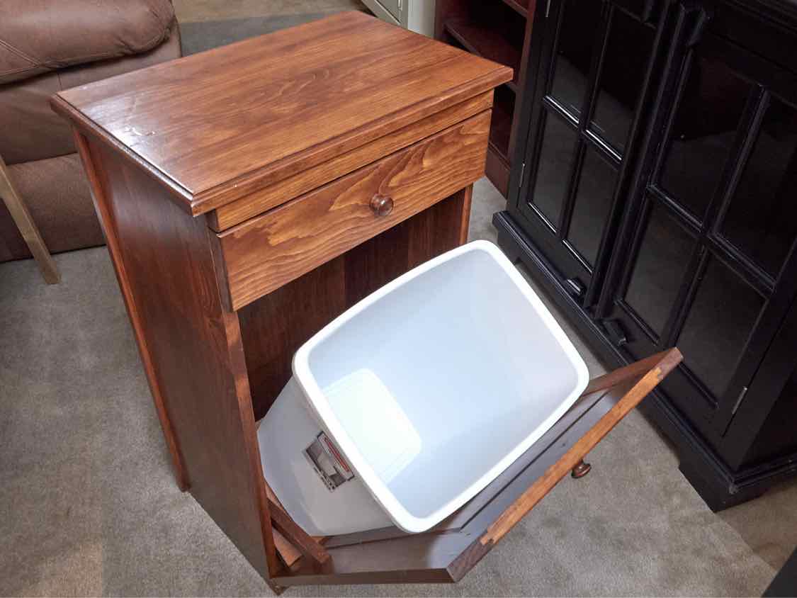 Ash Trash Bin with 1 drawer & Drop Down Door