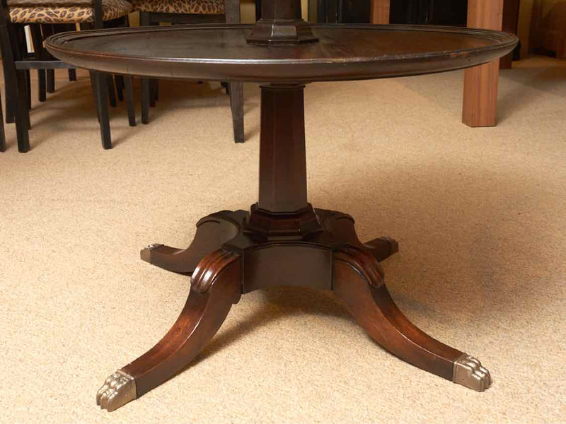 Mahogany 2 Tier Dessert Pedestal Table with Brass Feet