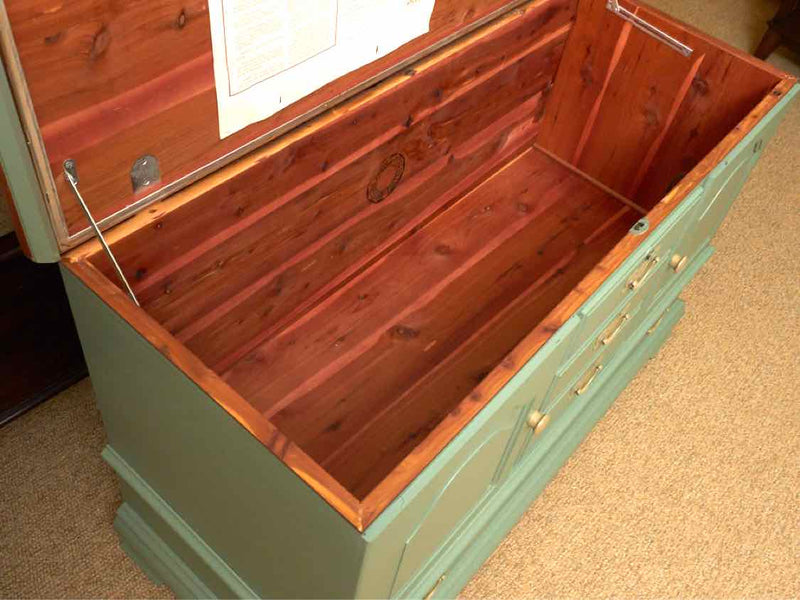 Lane Furniture  Cherry Top 'Sage Green' Finish 1 Drawer Cedar Chest