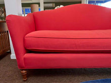 Calico Corner Camel  Back 'Nantucket Red 'Upholstered Bench Cushion Sofa