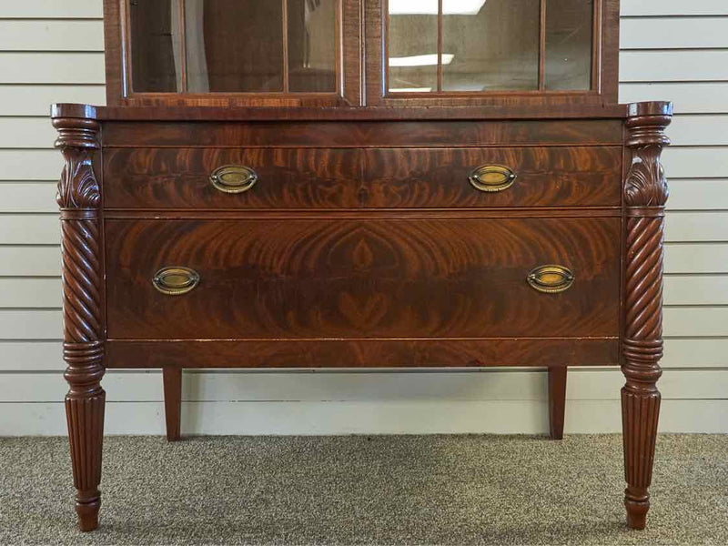 Mahogany Display Cabinet with 2 Glass Doors & 2 Drawers