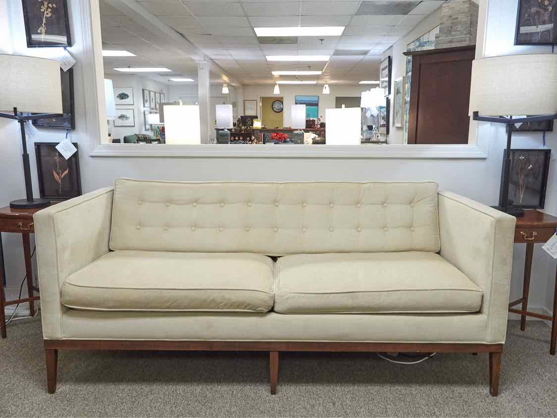 Beige Boiler Custom Sofa with Tufted Back