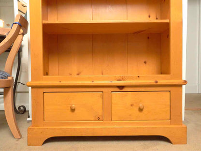 Honey Stained Pine  4 Shelf 2 Door Bookcase