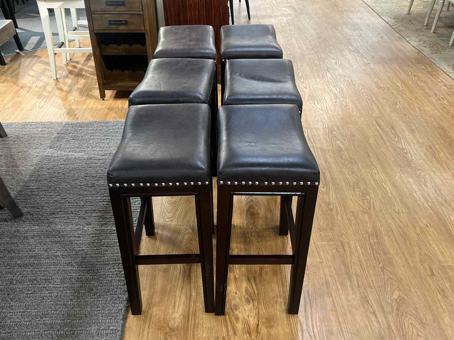 Set of 6 Chestnut Brown Counter Stools