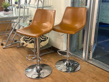 Pair of Camel Faux Leather Bar Stools