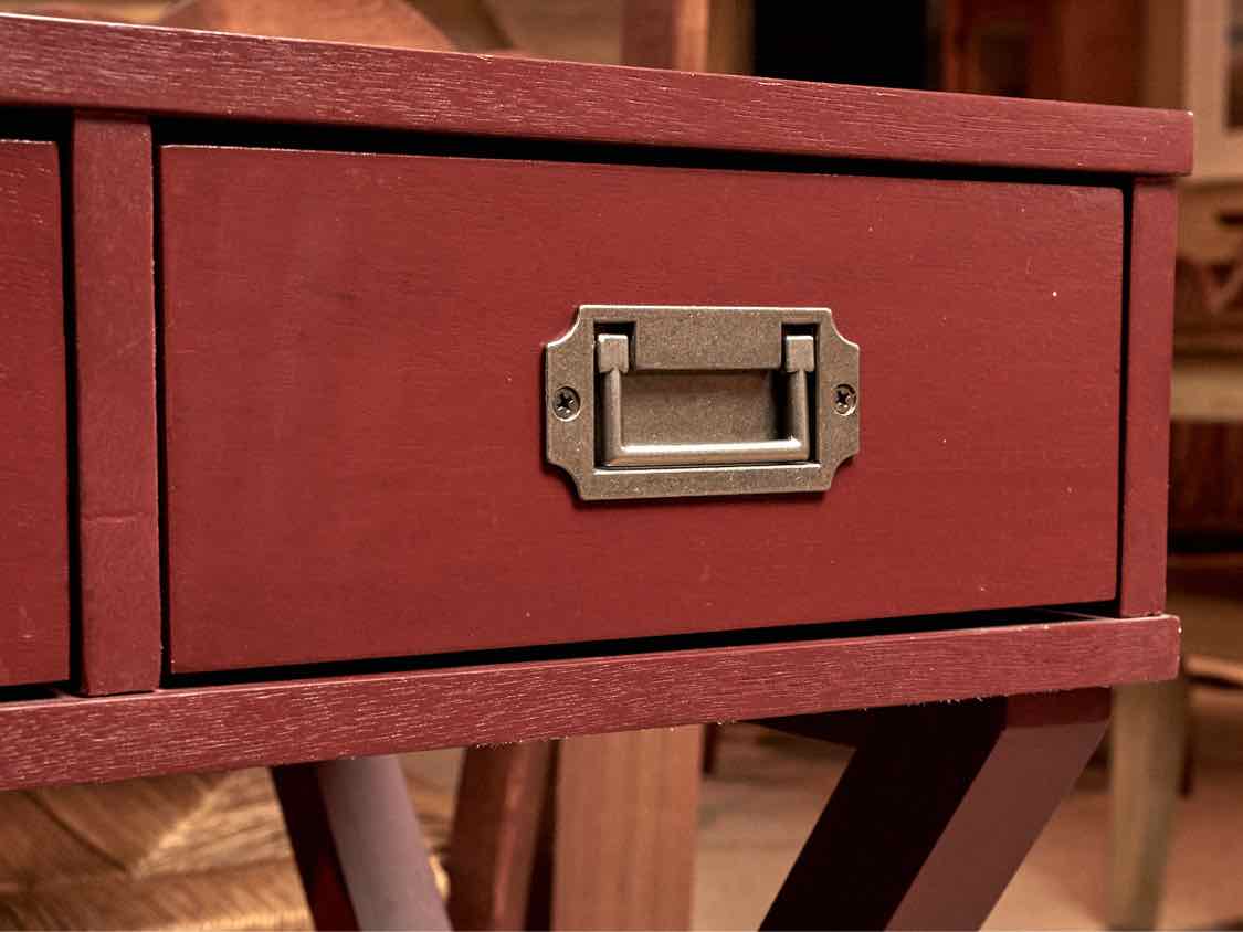 Contemporary 3 Drawer Desk In 'Cranberry Red' Finish