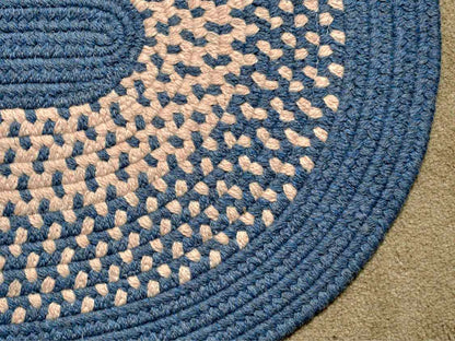 Jackson Ford Oval  Blue & Ivoey Braided Area Rug