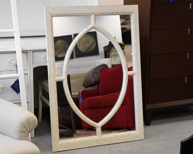 Pottery Barn Observatory Mirror in Rustic Cream Frame