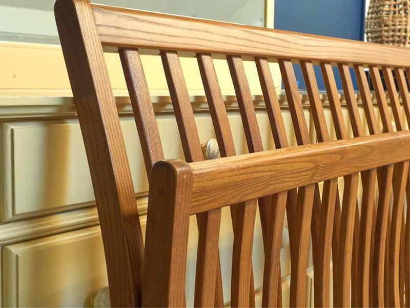 Queen Oak Slat Back Sleigh Bed