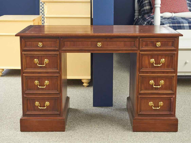 Cherry Pedestal Desk with 2 File Drawers & 4 Smaller  Drawers