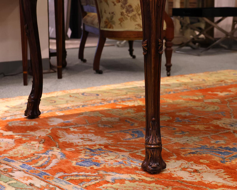 Karges Oval Carved Mahogany Dining Table with 3 Leaves