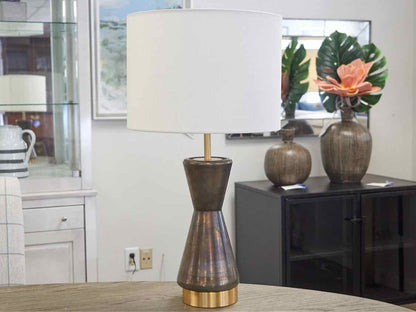 West Elm  Bronze Finish Table Lamp with Brass Base