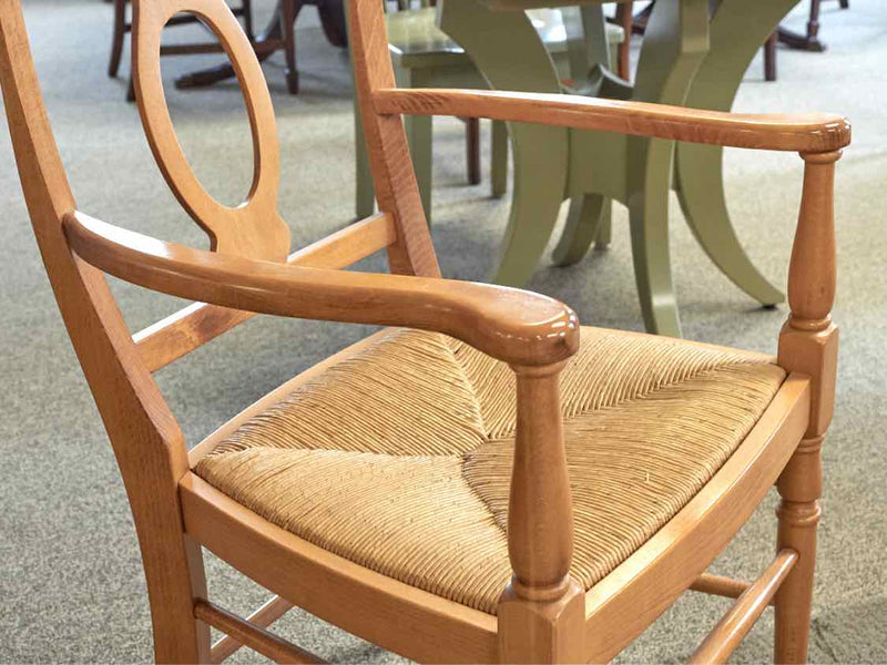 Set of Six Birchwood Dining Chairs W/ Rush Seats