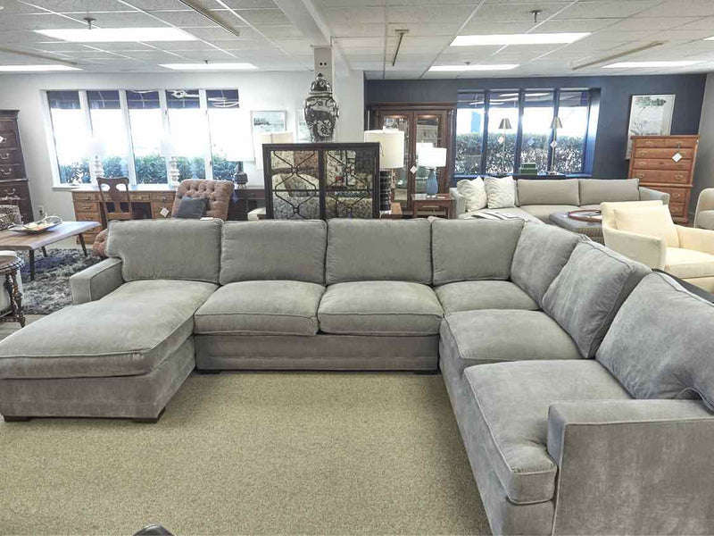 Grey Upholstered 3 Piece Sectional with Chaise & 3 Grey Toss Pillows