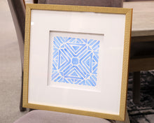 "Indigo Geo II" Matted Print in Distressed Gold Frame