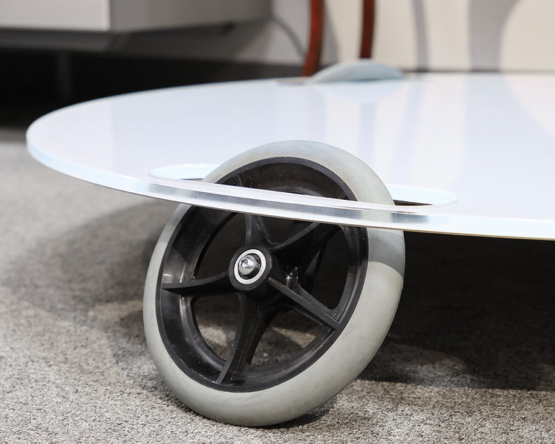 Roche Bobois Round Glass Cocktail Table on Wheels