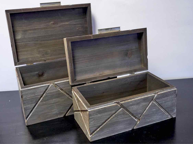 'Niobe' Set of Two Gray Wooden Nesting Boxes