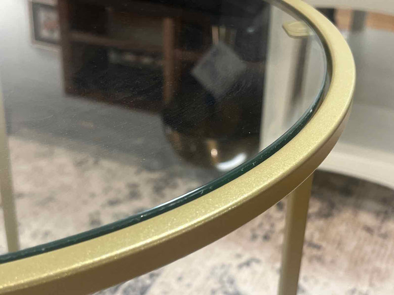 Pair of Round Glass Topped Side Tables