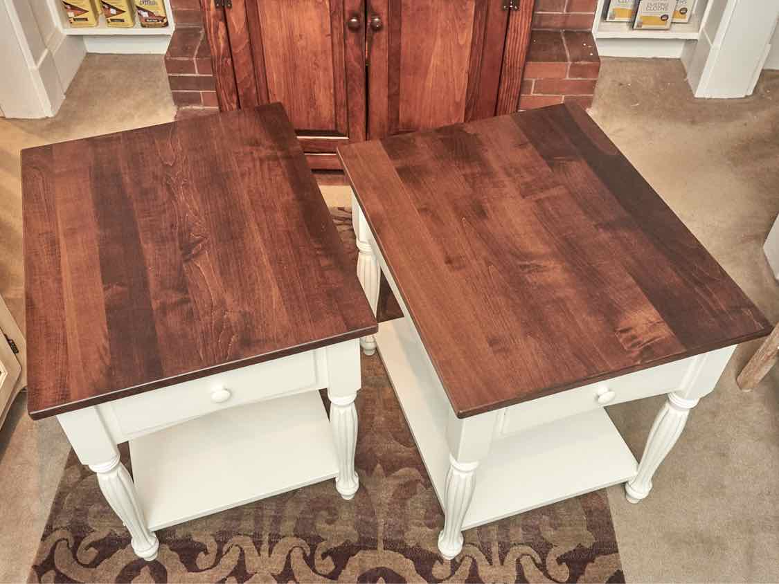 Pair of Maple Side Tables with Country White Finish