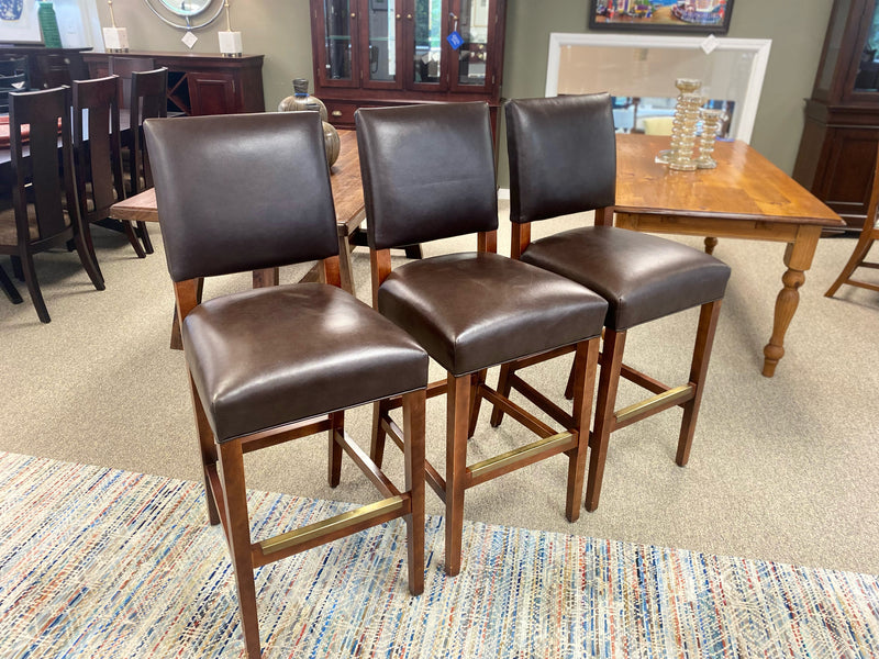 Arhaus Cherry &  Leather Bar Stool