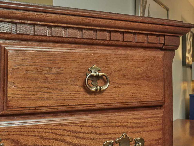 Kincaid Oak 4 Over 2 Drawer Chest with Ornate Chippendale Handles