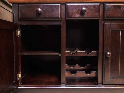 Maple Top Espresso Finish 2 Drawer/Wine Glass Holder/Bottle   2 Door Server