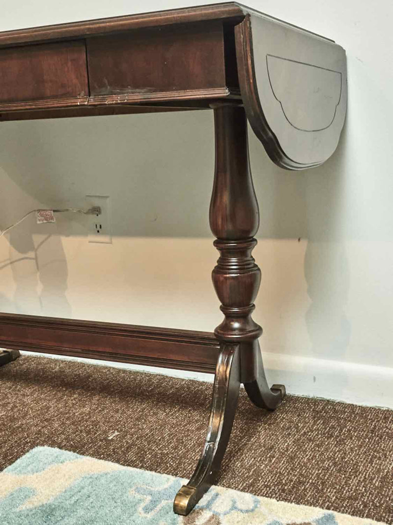 Lane Furniture Mahogany Dropleaf Table Console with Trestle Base