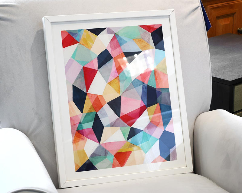 Geometric Print in Pastel Colors in White Frame