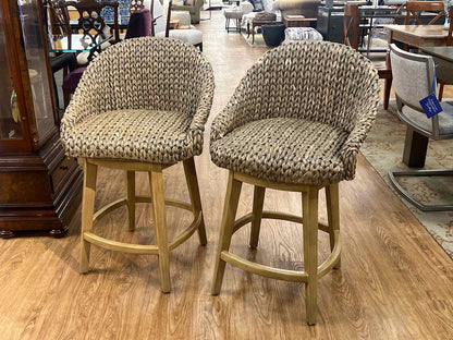 Pair of Woven Swivel Counter Stools