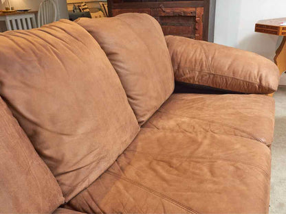 Leather Center 'Amber Cognac' Suede Leather 3 Cushion Sofa