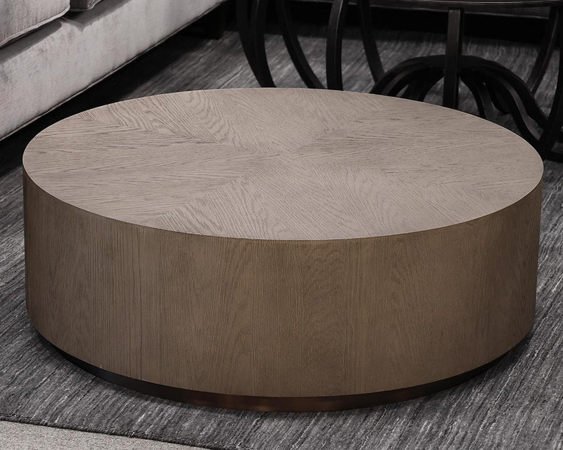 RH  Round Cocktail Table in Weathered Finish