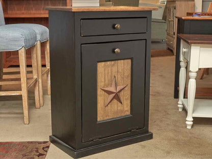 Black Trash Bin with Star on Pull Down Door