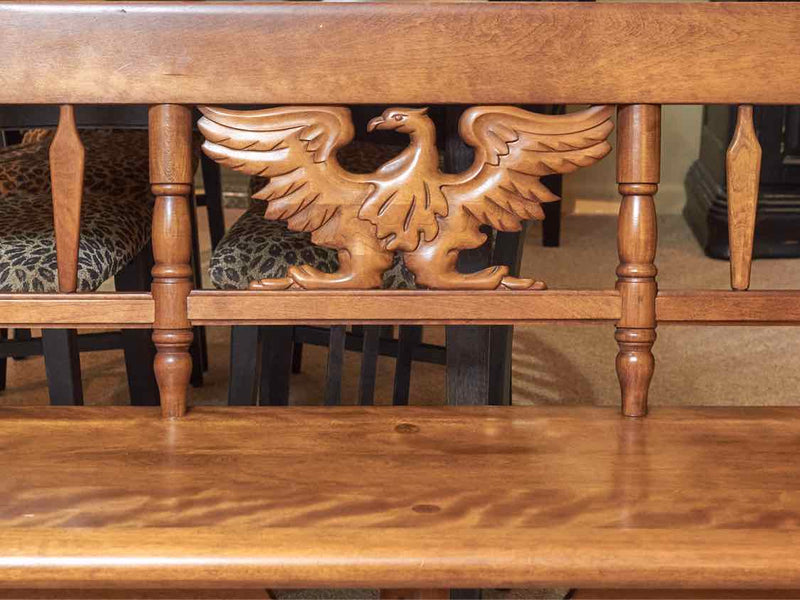 Colonial Maple Bench With Carved Eagle Accent