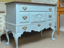 Solid Mahogany Ball & Claw Feet Cedar Lined Chest in Ice Blue finish & 1 Drawer