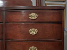 Mahogany Serpentine 12 Drawer Dresser with Hepplewhite Brass Handles